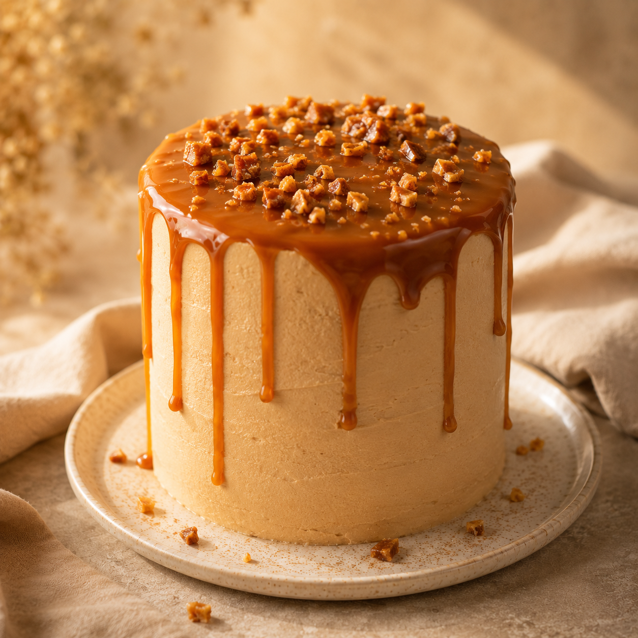 Salted Caramel Praline Layer Cake