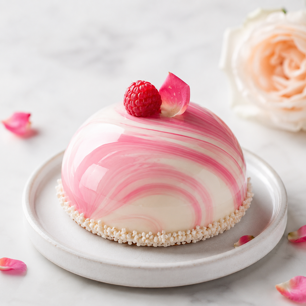 Raspberry & Lychee Rose Entremet